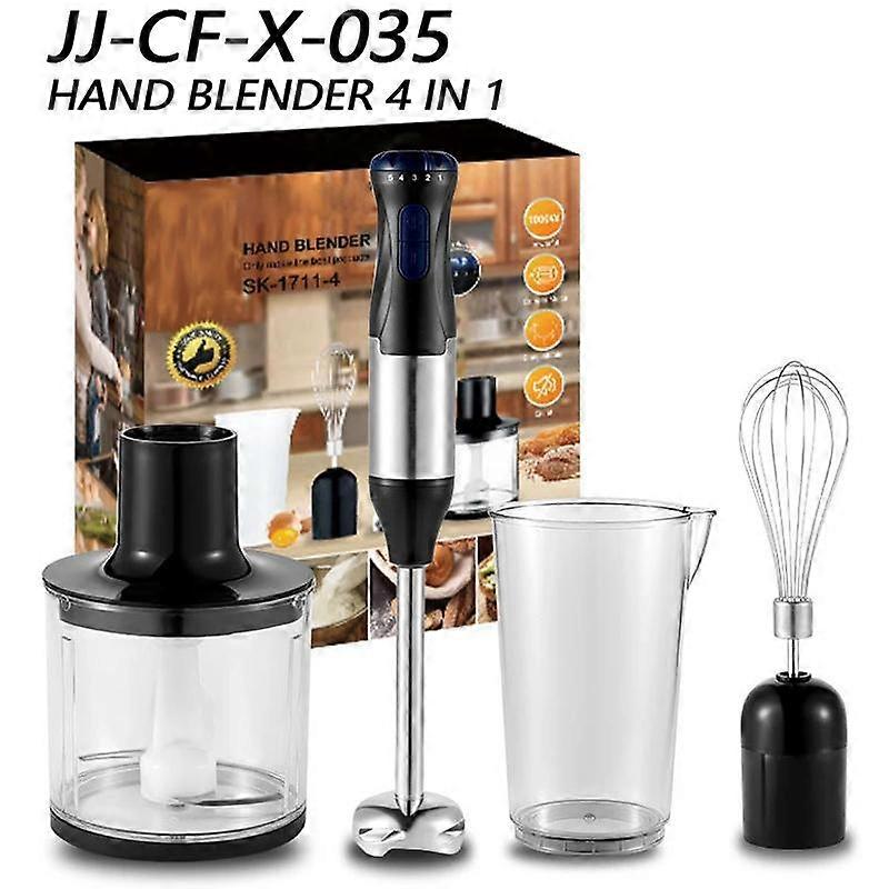 4 In 1 Electric Stick Hand Blender Handheld Mixer 1000W Stainless Steel Blade Vegetable Meat Immersion Egg Whisk Juicer