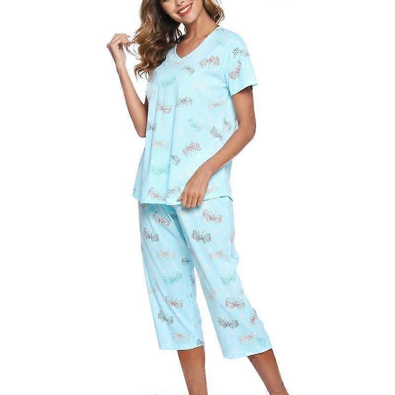 Summer Women's T-shirt Short-sleeved Seven Pants Set Loungewear Sets Plus Size Pajamas Set