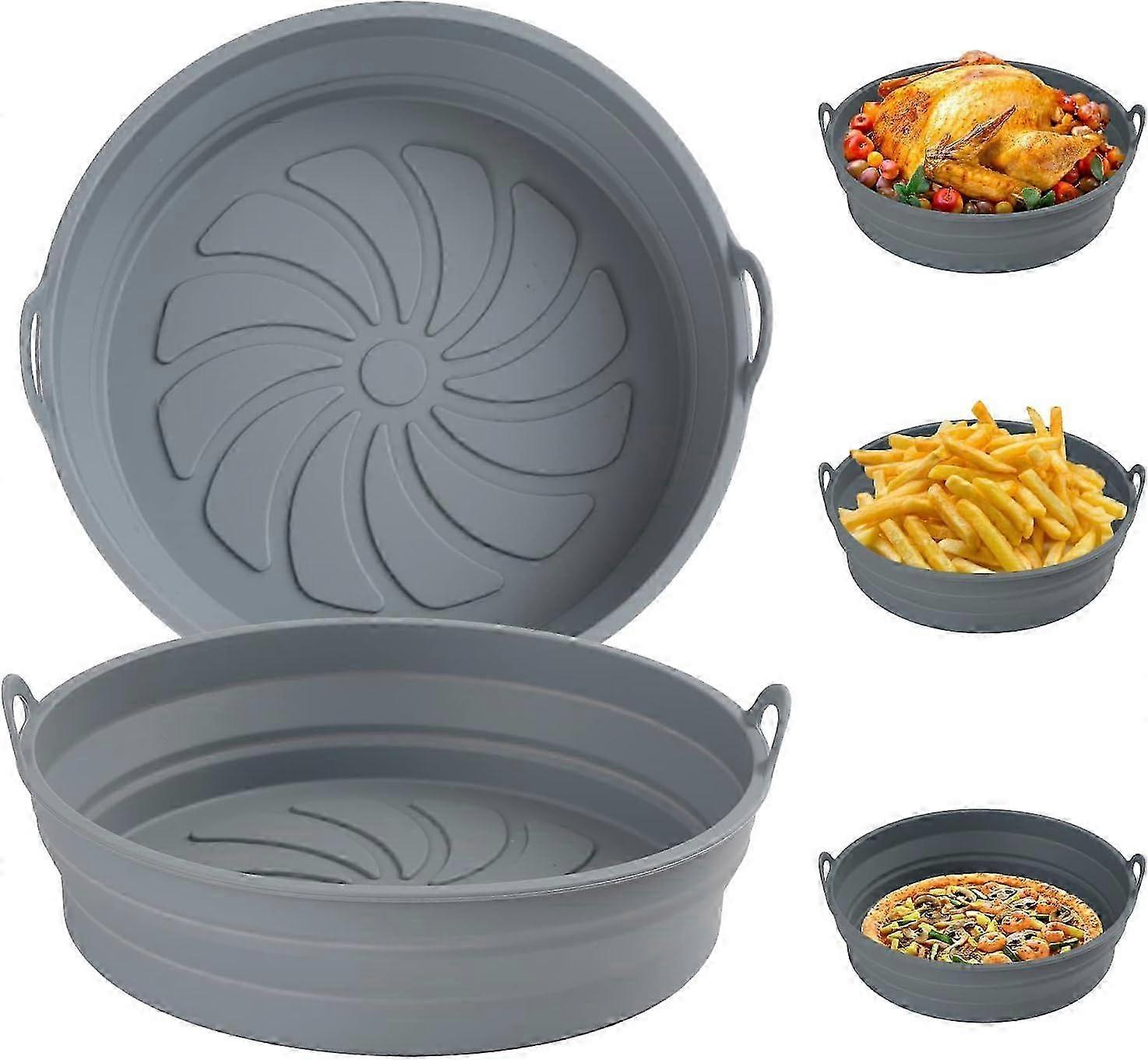 2pcs Foldable Air Fryer Liners Reusable, Silicone Pot Insert