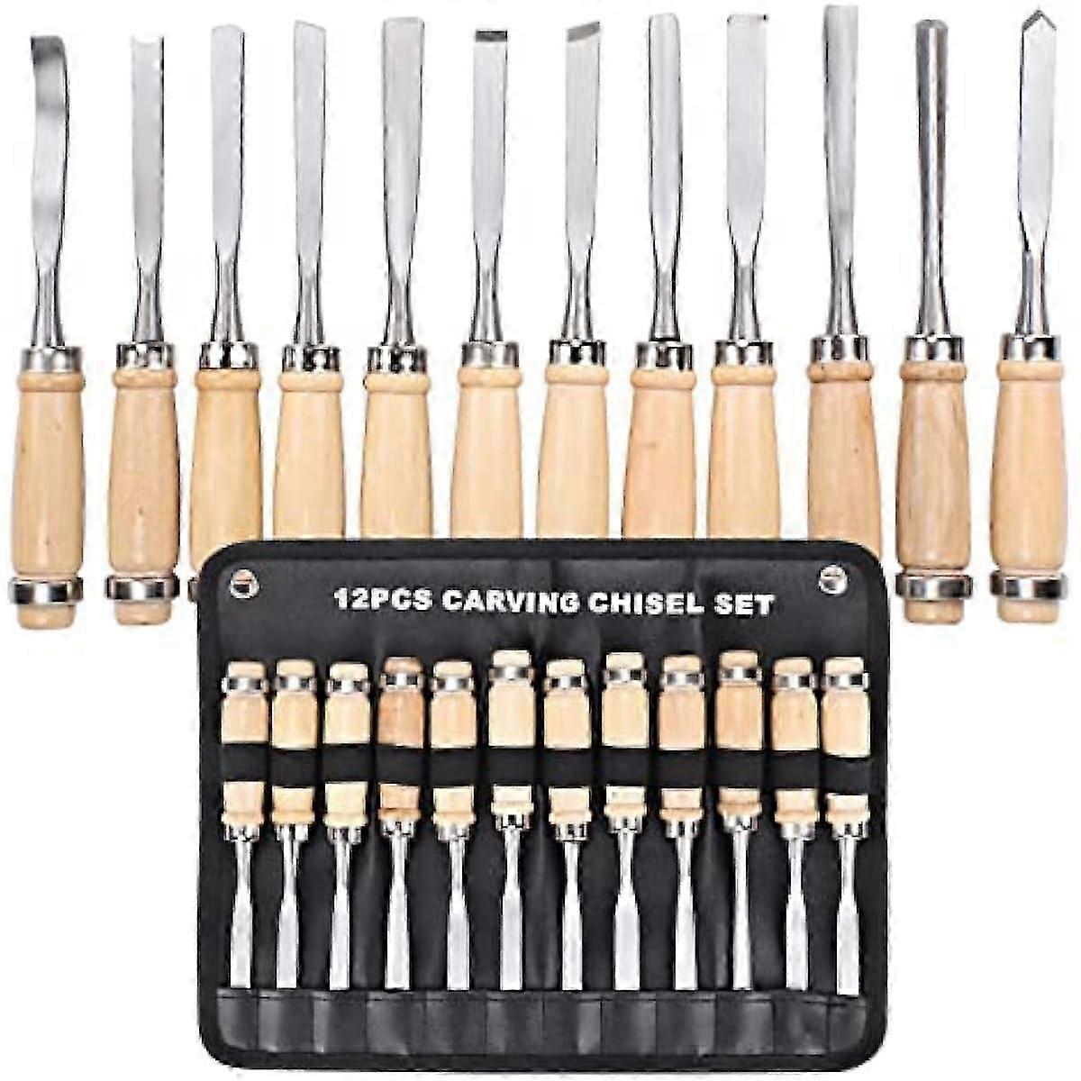 12pc Wood Turning Chisel Set - Professional Woodworking & Carving Tools