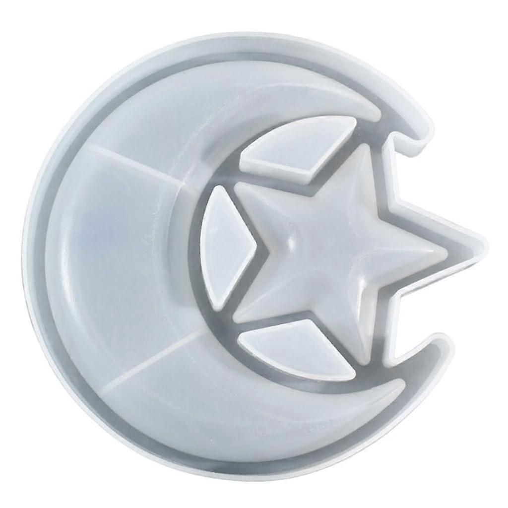 Stable Silicone Mold With Star And Moon Round Tray For Crafts And Home Organization