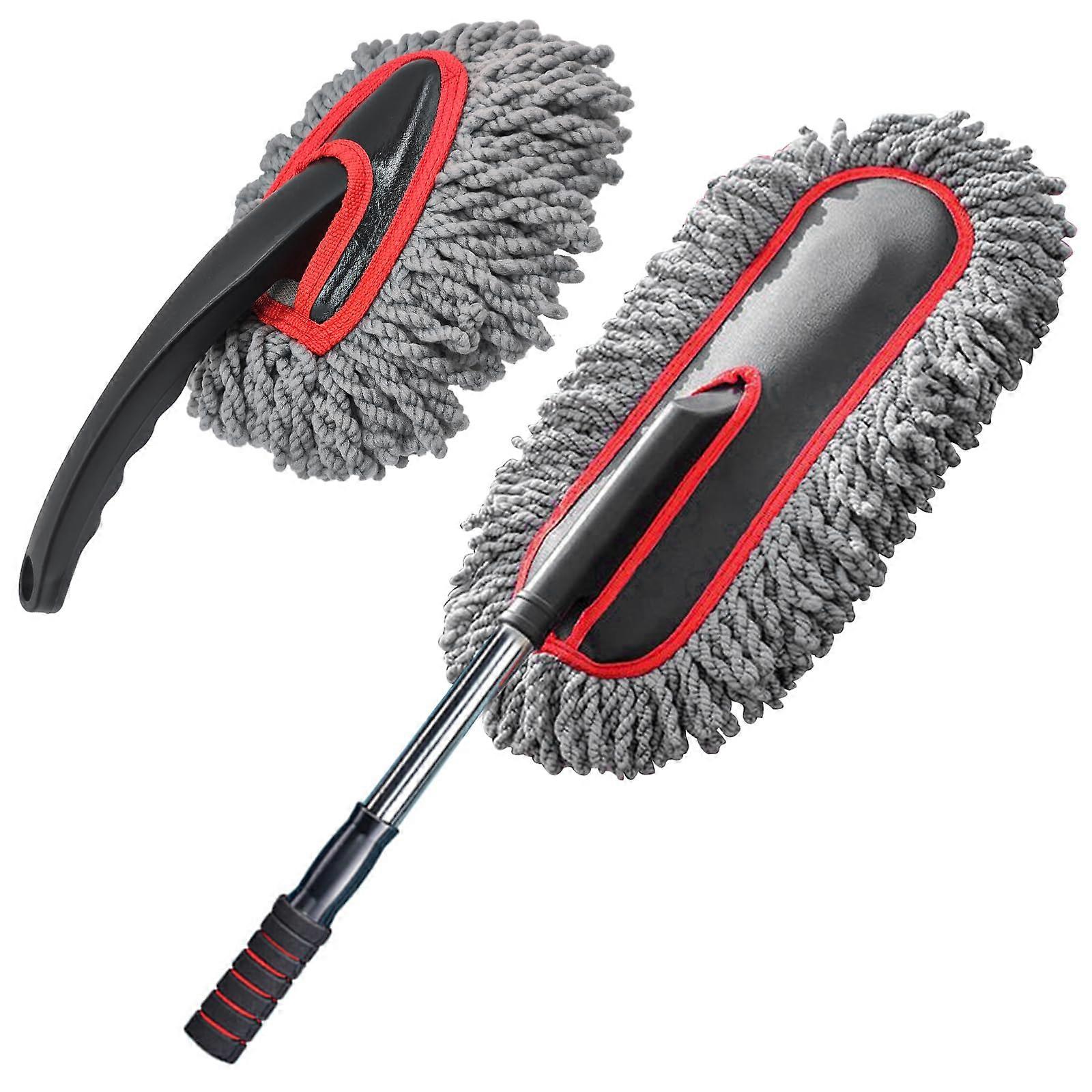Car Duster Kit, 2 Pack Car Dust Brush Set with Microfiber Pollen Dusters Scratch Free