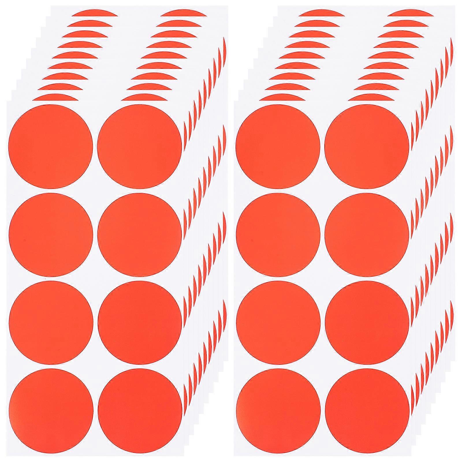 Color Round Sticker Adhesive Dot Stickers School Projects Red 50mm Labeling Identification 20 Sheets