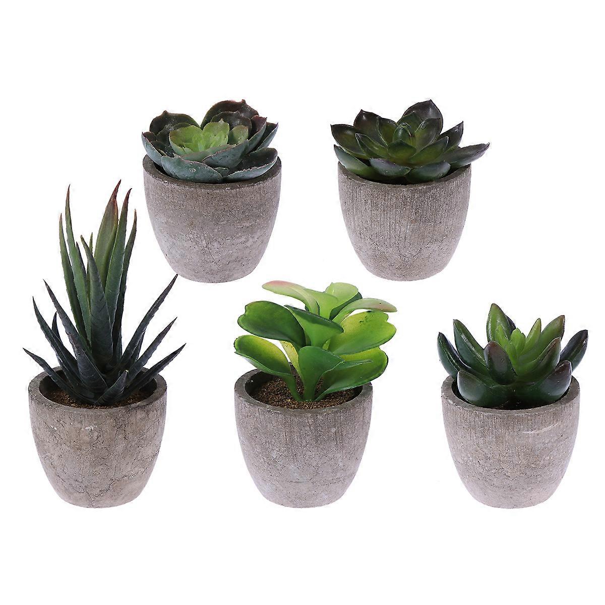 Simulated Succulent Bonsai Mini Artificial Succulents Desktop or Counter Space Green with 5Pcs