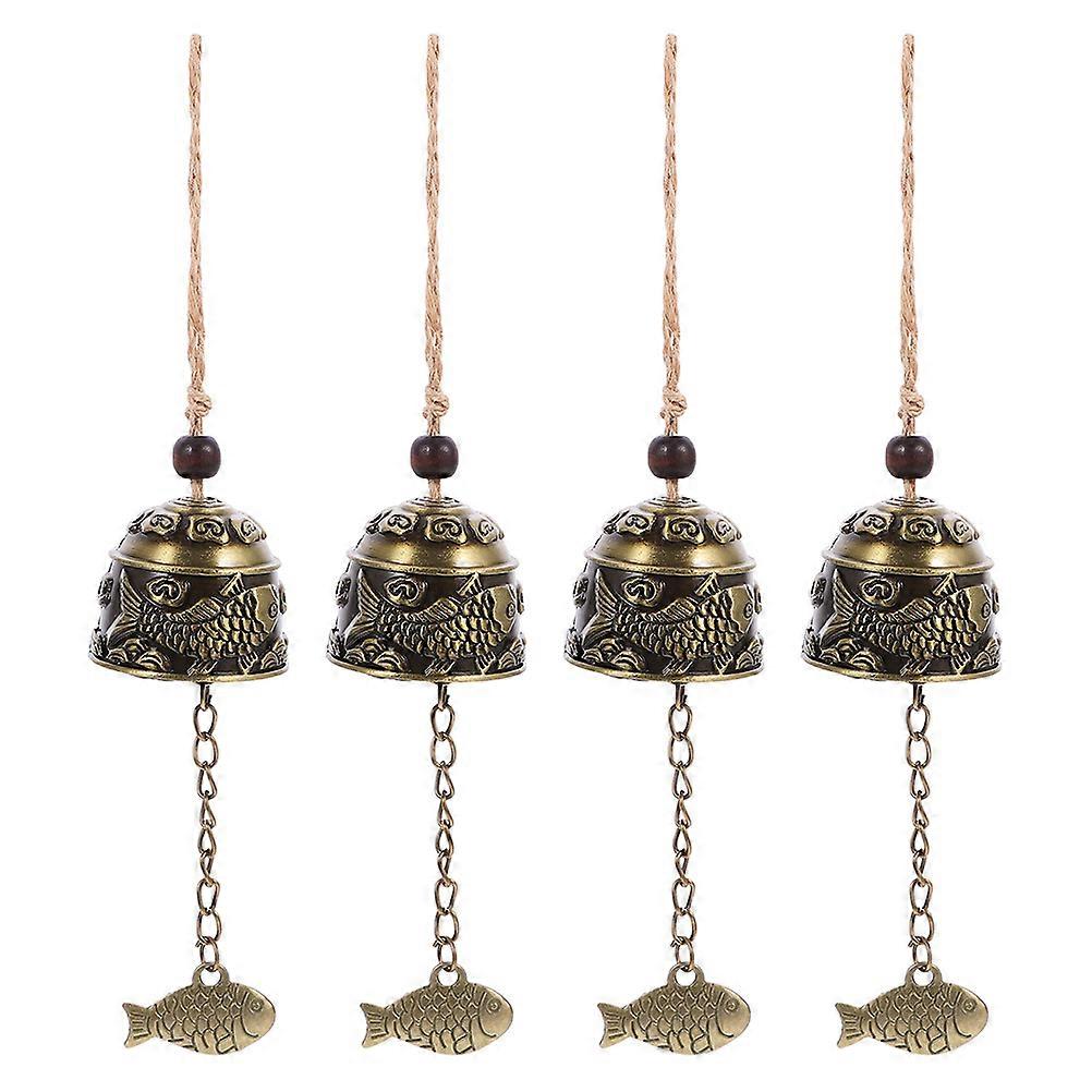 Large Bells For Decoration Wind Chimes Bells Resonant Sound Doors and Windows Brown 4Pcs