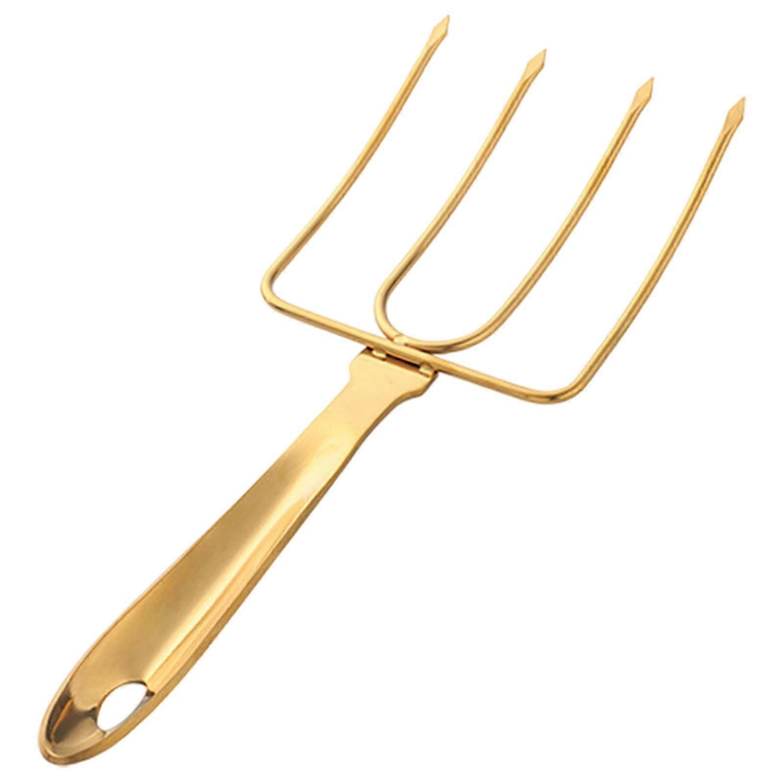 Turkey fork made of stainless steel, steak grill fork, professional, turkey lifter, roaster poultry fork for kitchen BBQ, Gold