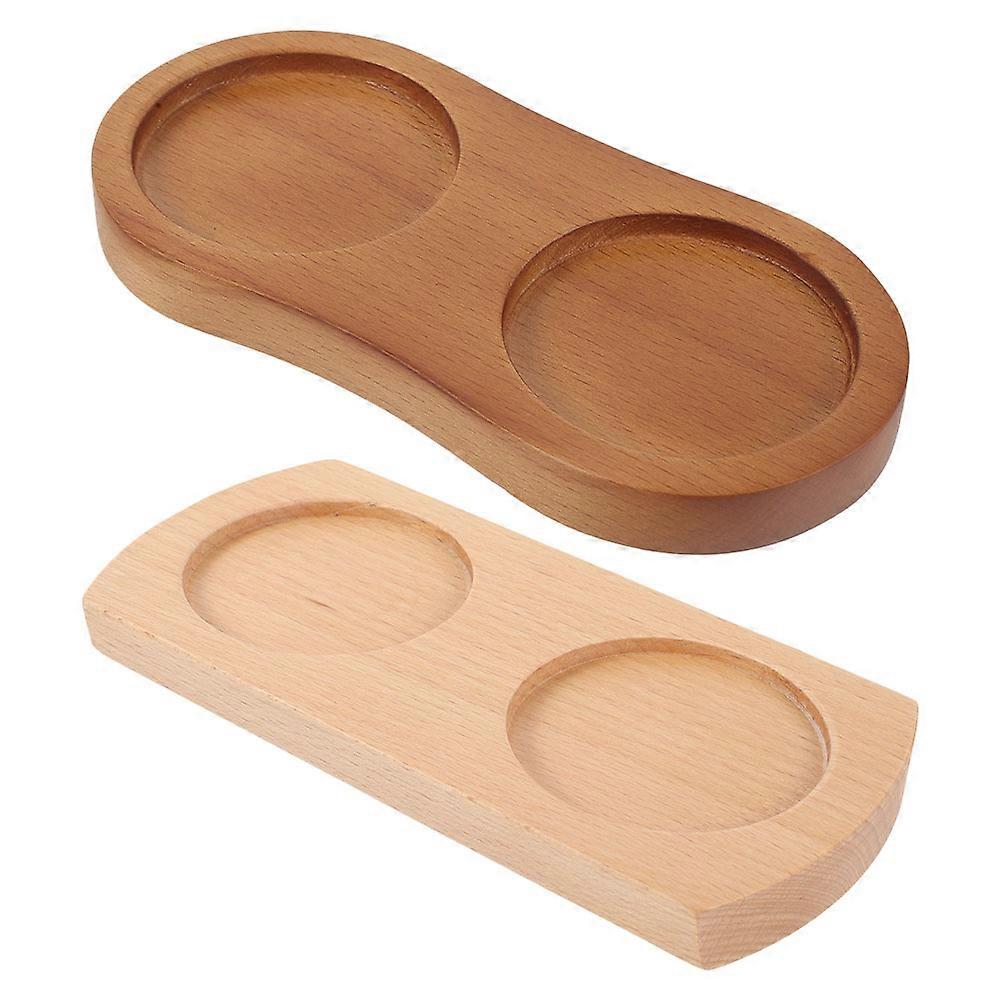 Pepper Mill Tray Wooden Tray Holder for Daily Use 2Pcs Assorted Color