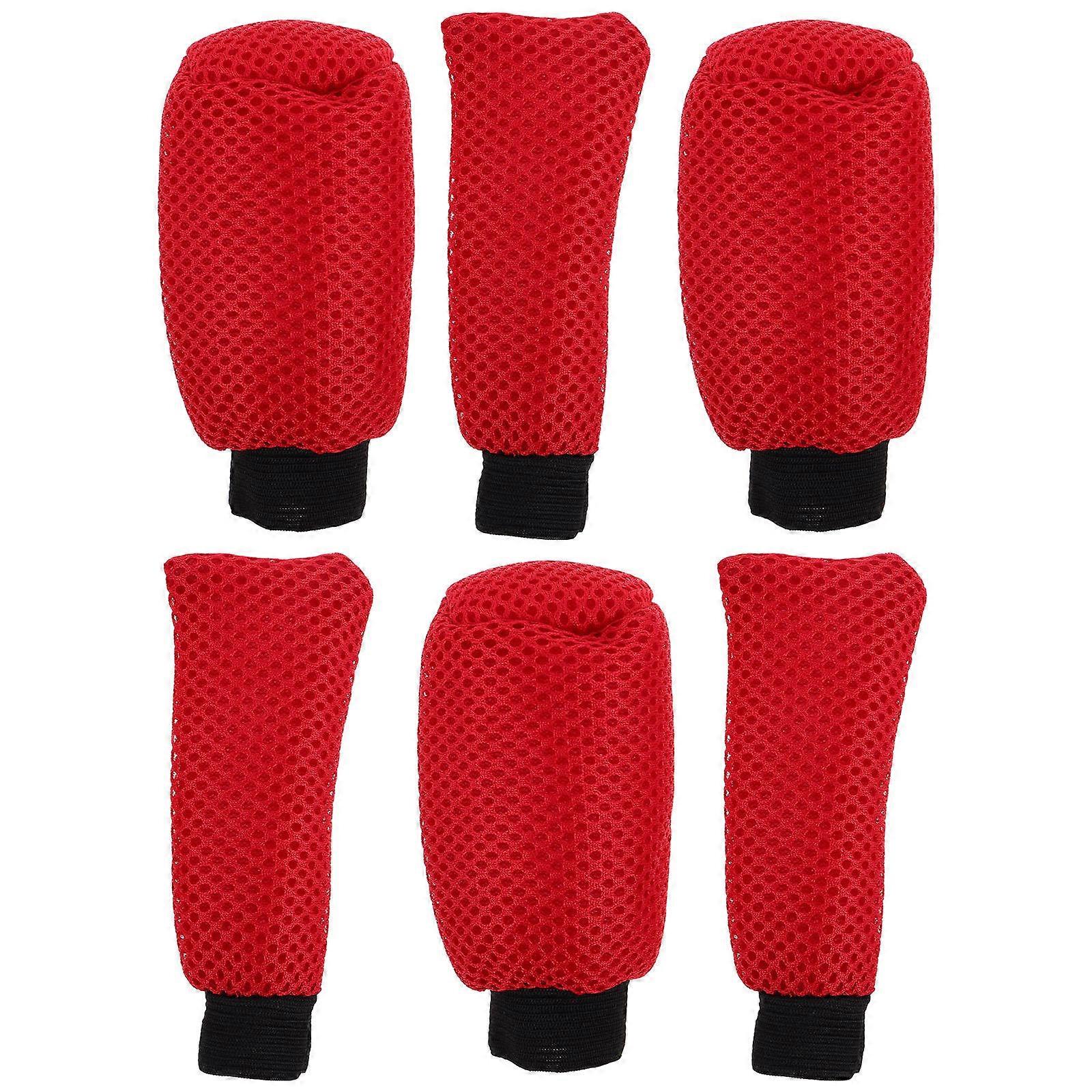 Automatic Gear Shift Knob Cover Mesh Fabric Red 11 50X5 00X5 00CM Car Enthusiasts 3 Sets