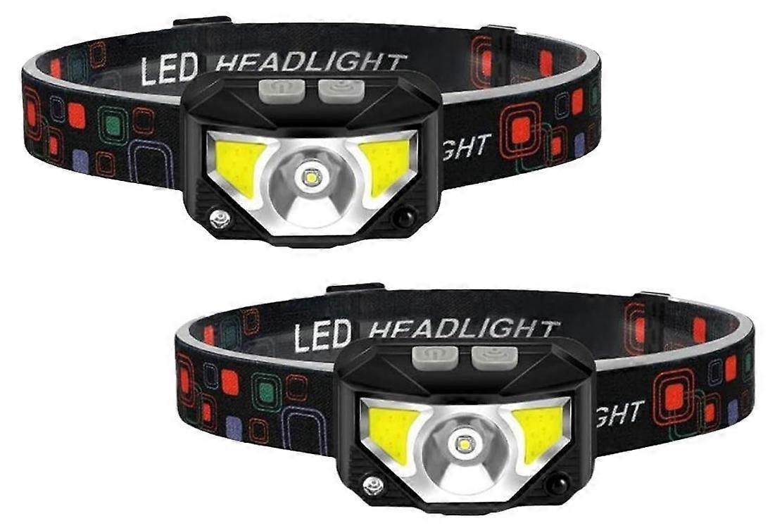 2-Pack Rechargeable Headlamps, Head Lamp LED with Motion Sensor, Camping Accessories Gear(Black)