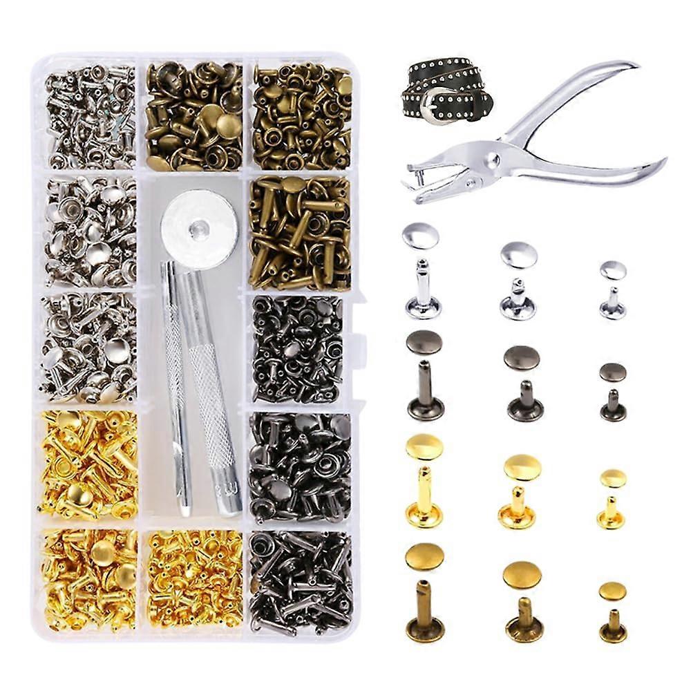180 Pieces Hollow Rivets, Leather Rivets Set with Tool, Impact Rivets 3 Sizes