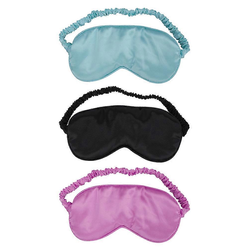 3pcs Satin Silk Sleep Masks Comfortable Light Blocking Eye Covers for Travel, Soft Washable Lightweight for Stress Relief & Relaxation, Random Color