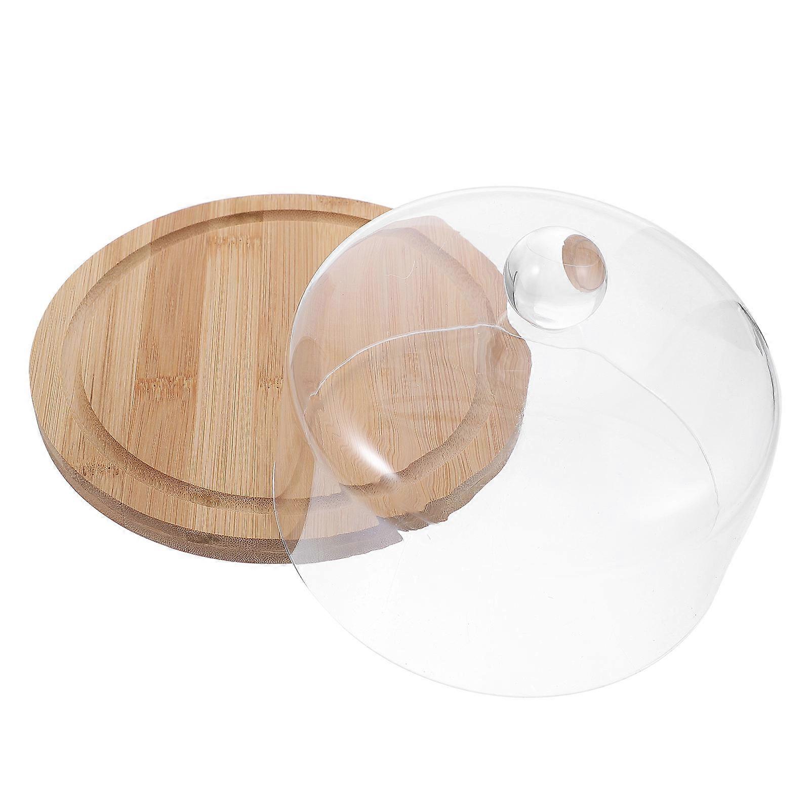 Transparent Food Cover with Acrylic Material and Wood Tray for Home Use Multi Color 1 Set