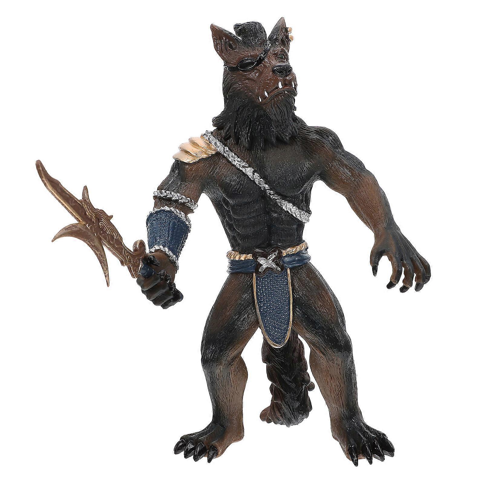 Simulation Animal Model Werewolf Soldier Figure Desktop Arrangement 7.9X5.1X3.9in 1Pcs