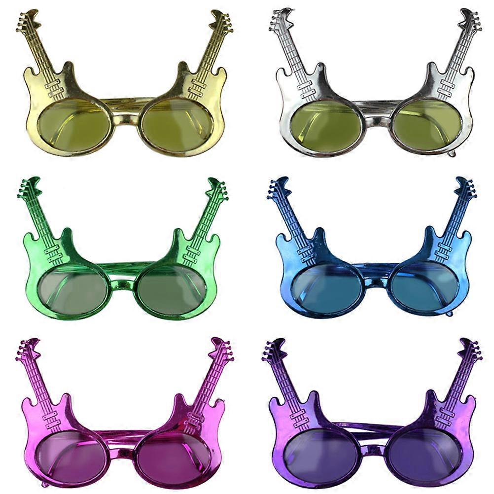 6pcs Guitar Design Party Glasses Fun Photo Props for Music Costume Parties Stylish Eyewear for Party Supplies Cool Decorative Eye Glasses