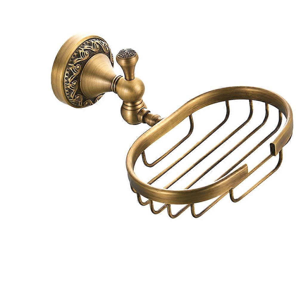 Retro Wave Patterns Soap Shelf Tray Golden Color Corrosion Resistance Wall Mounting 20.00X15.80X7.30CM 1Pack