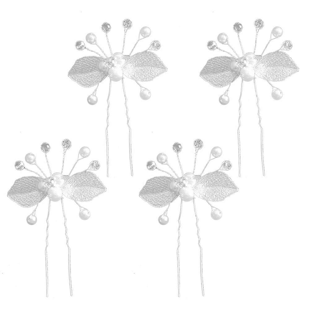 קליפים לשיער עם תכשיטים בצורת U אביזרי כיסוי ראש אופנתיים כסף גודל 8x6.5x0.2 ס"מ עמיד