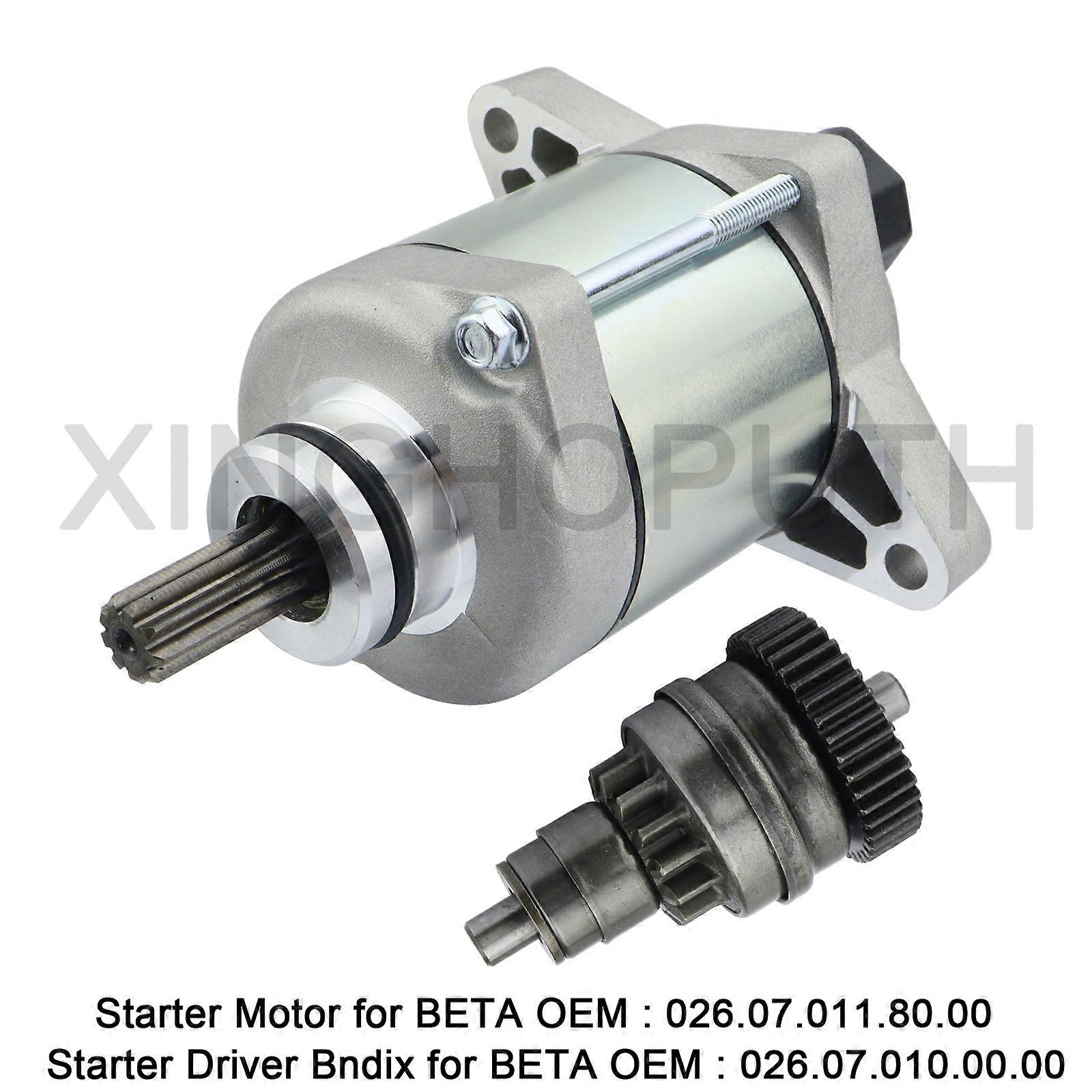 Suitable 2PCS Starter Motor And Bendix Set for BETA 250RR 300RR 300RX 250 300 Xtrainer for BETA OEM : 026.07.011.80.00 ; 026.07.010.00.00