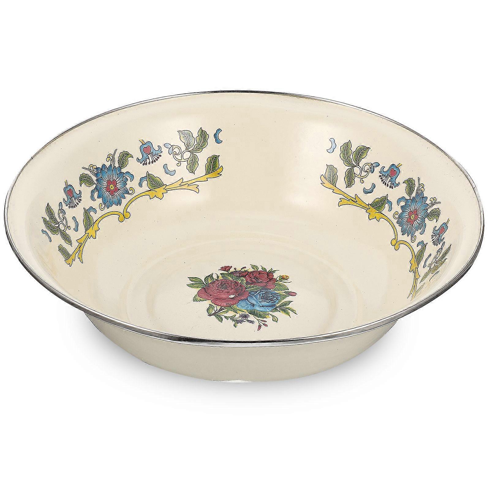 Retro Enamel Soup Bowl Multi-functional Enamel Basin Vintage Enamelware