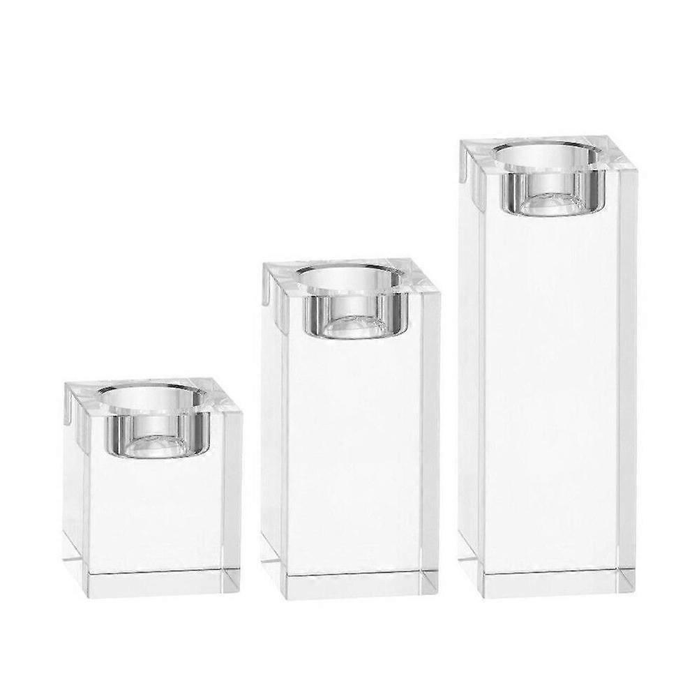 Elegant Crystal Candlestick Material Cube Shape Table Centerpiece Romantic Dinner Setting 5x6cm 1Pack
