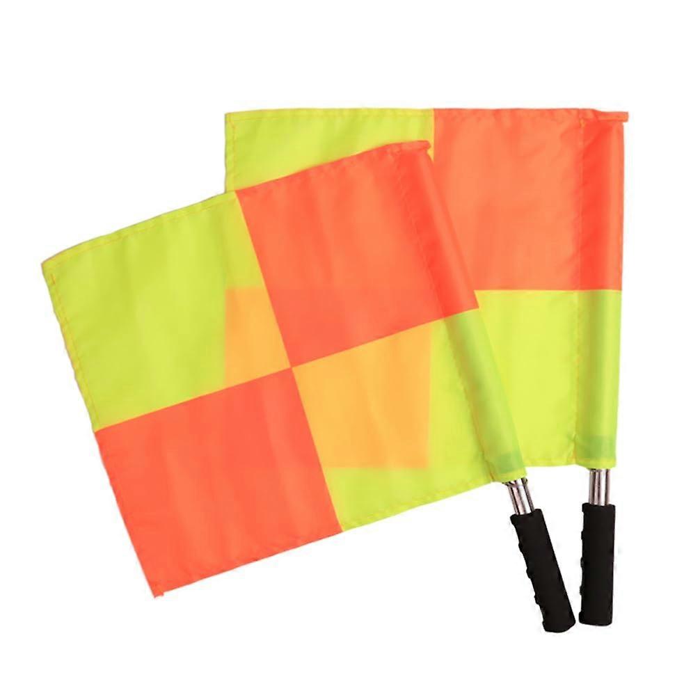 Football Referee Flags Pack of 2 Flag Made of Polyester Checked Pattern for Training Football Games