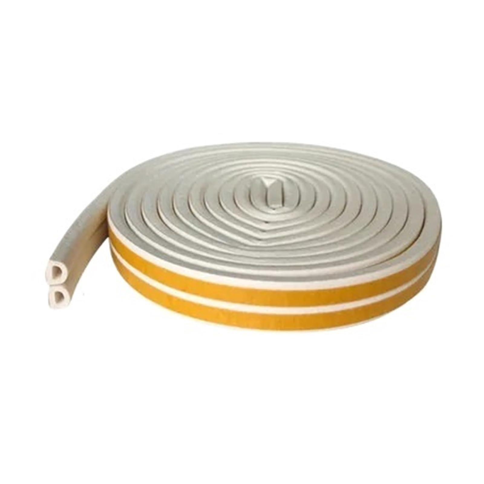 Self-Adhesive Foam Seal Strip 5/10m Type D for Doors and Windows, Soundproof Rubber Weatherstripping, White
