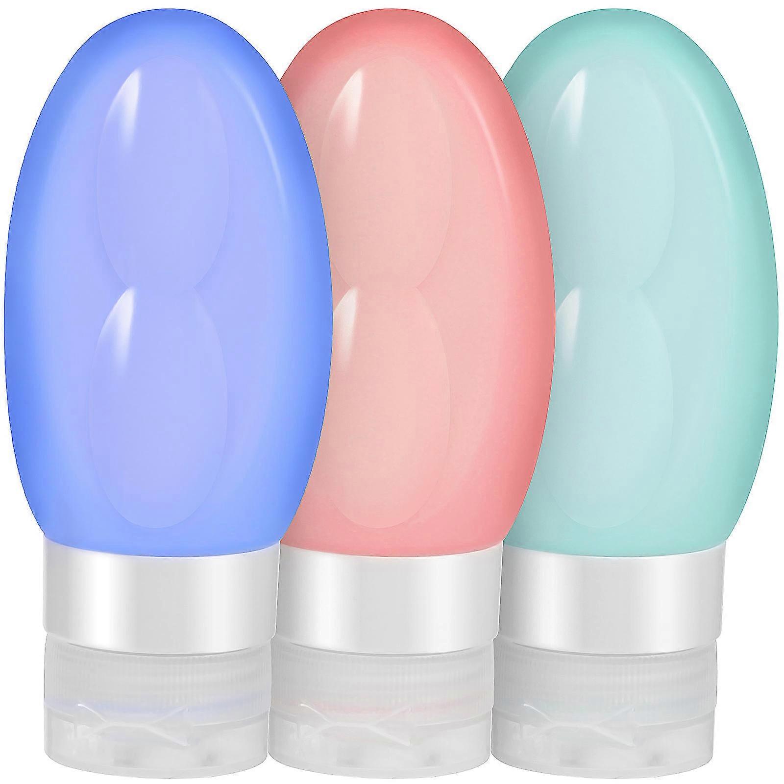 Portable Squeeze Travel Bottles Free Dispenser Containers For Shampoo Facial 3Pcs