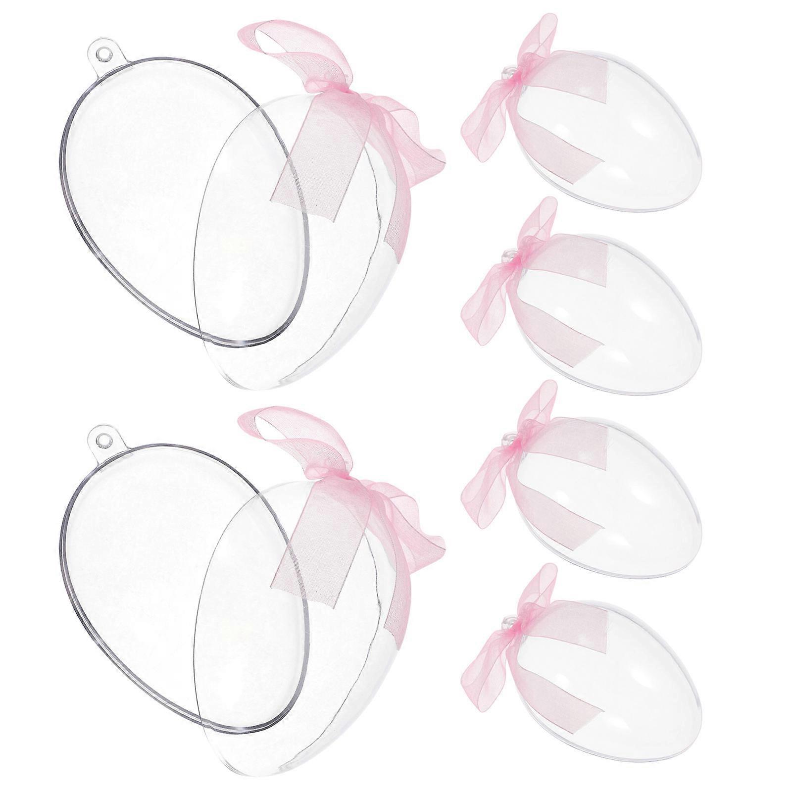 Egg Shaped Decor Pink 10CM Reusable Candy Holder For Easter Party And Egg Hunting 6Pcs