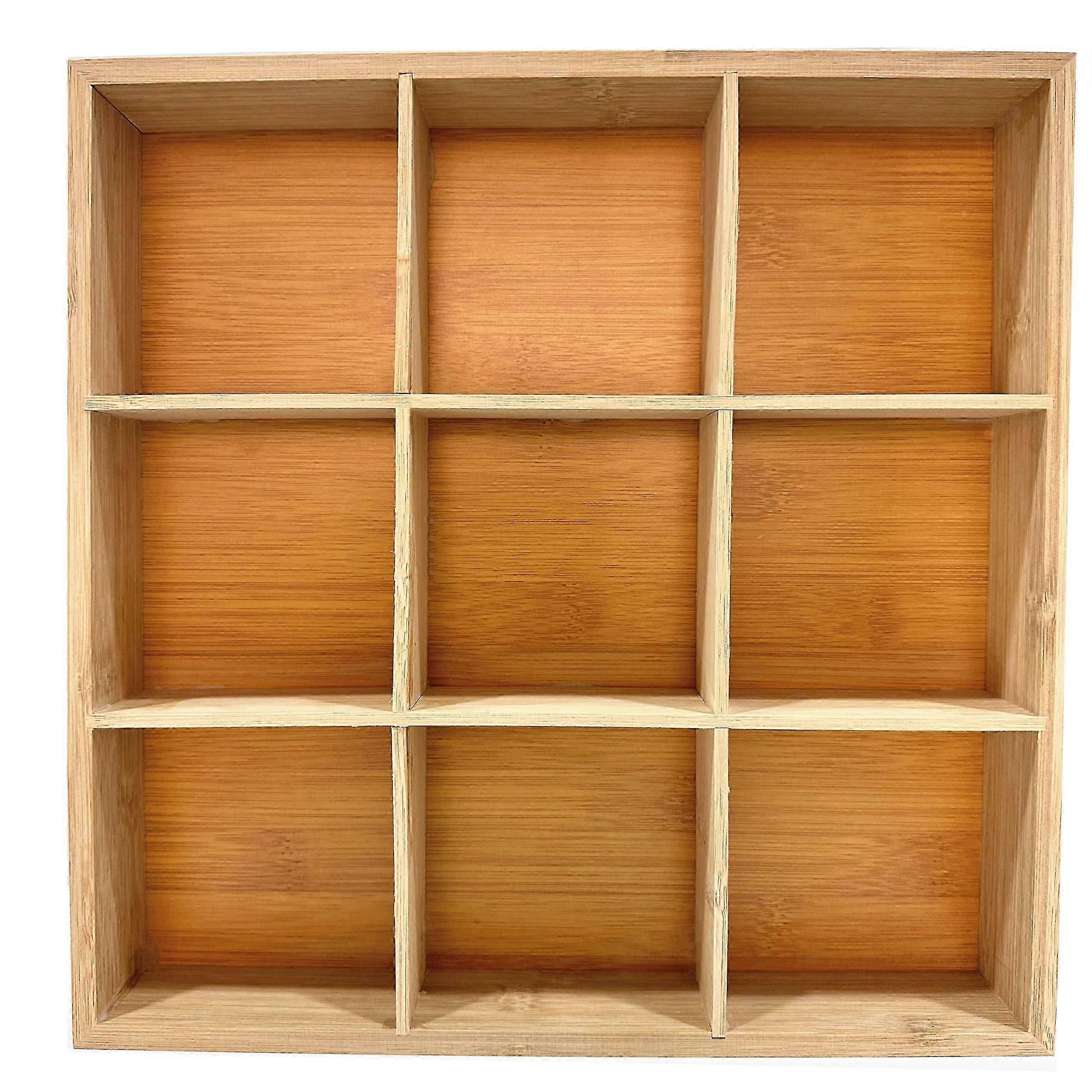 Wooden Divided Decorative Fruit and Bread Storage Plate Food Server Tray with 9 Compartments for Better Serving Experience