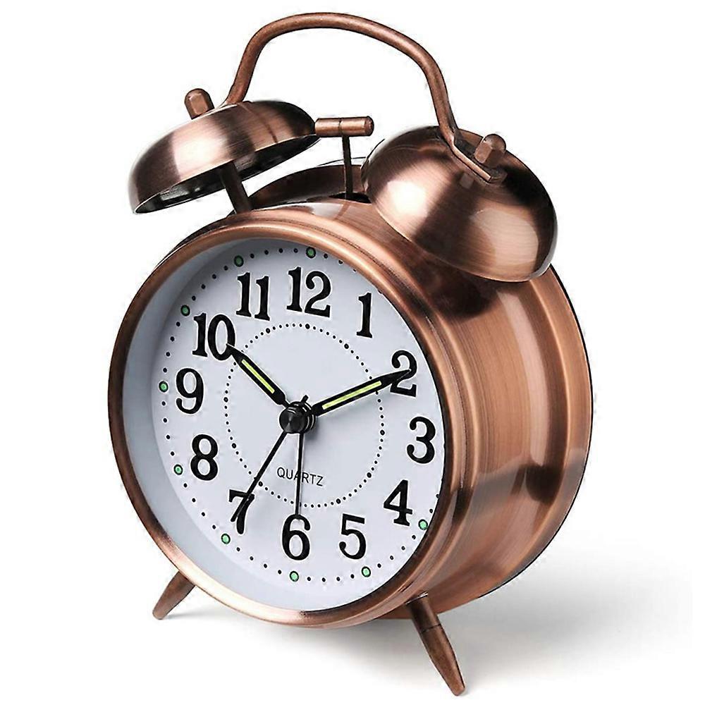 Creative Metal Texture Silent Luminous Alarm Clock Classic Double Bell Bell Clock-