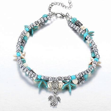 synthetic turquoise beach anklet (turtle)