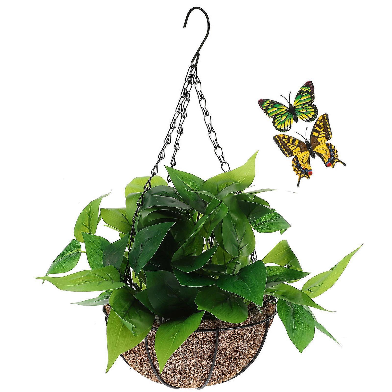 Hanging Plants Indoor Epipremnum Aureum Ornament With Basket Home Decoration 45x20x20cm Realistic Design 1Pcs