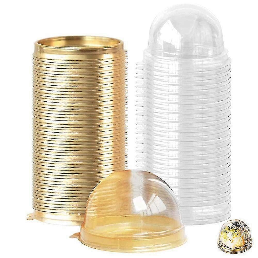 50 Set Clear Plastic Mini Cake Box, Round Cupcake Holders Packing Box Container