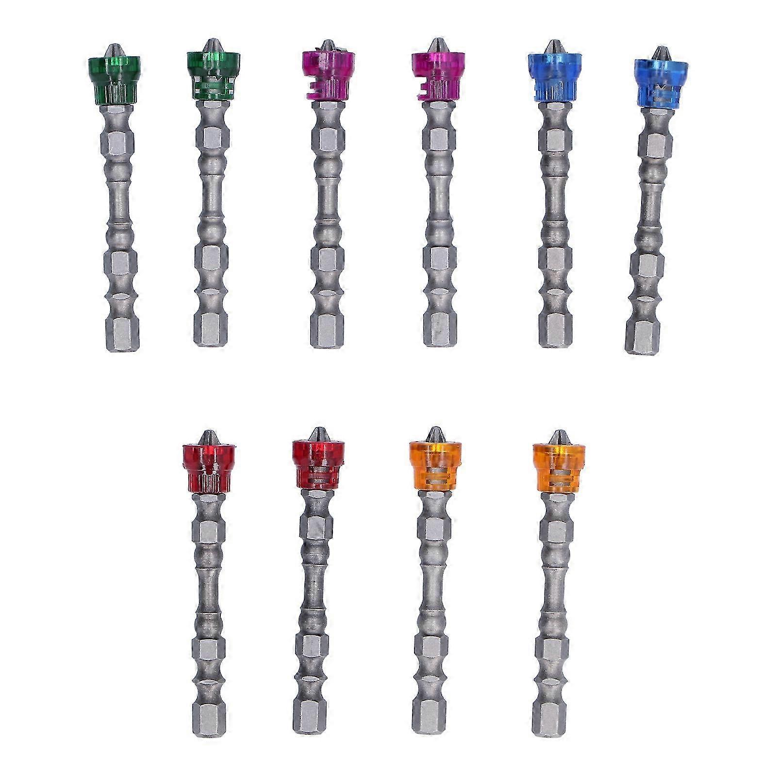 10Pcs Magnetic Circle Bit 1/4in SingleHead Color for Electric Screwdriver and Air Drill