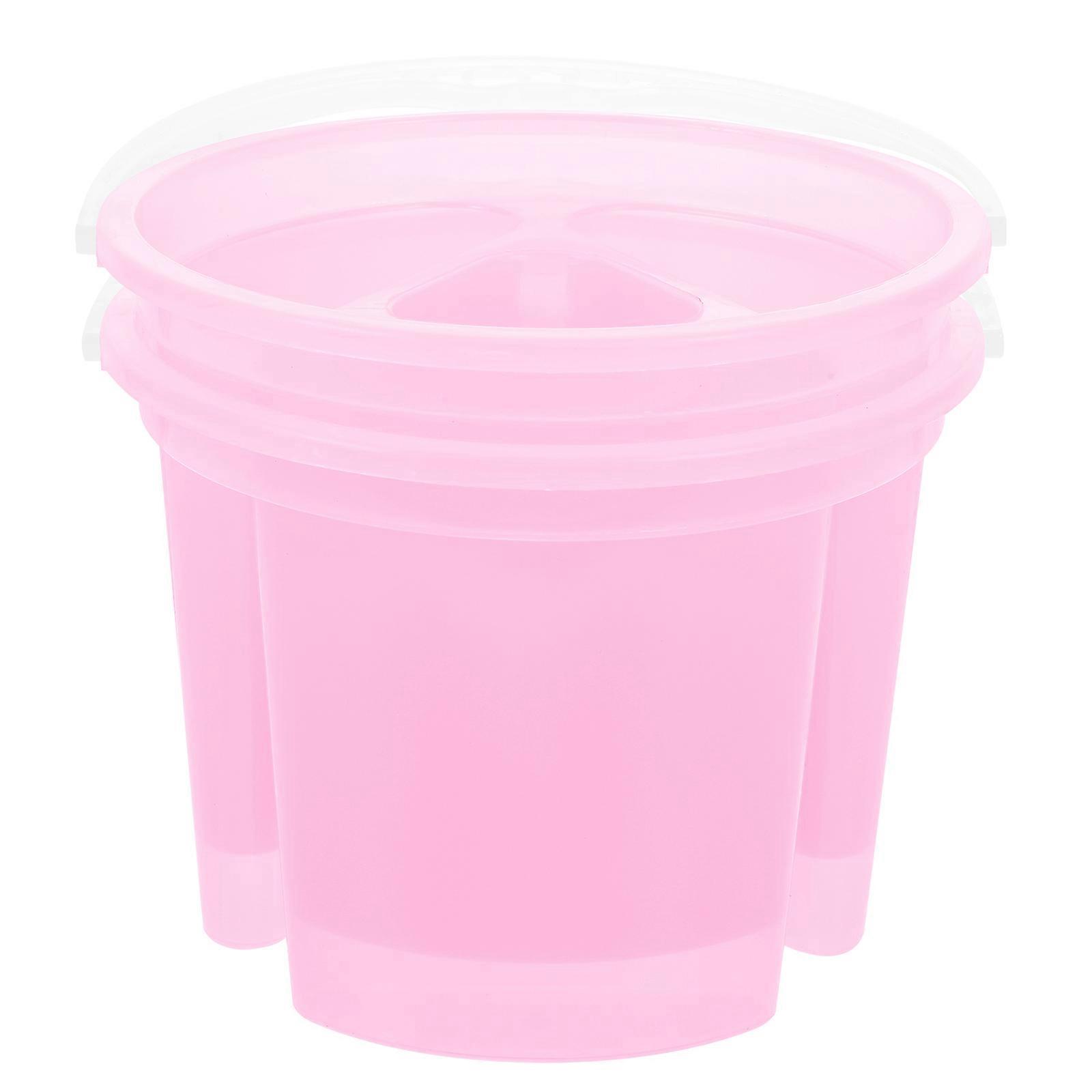Pink Plastic Artist Brush Basin for Washing and Mixing Perfect for Storage Use with Handle 2 Pieces