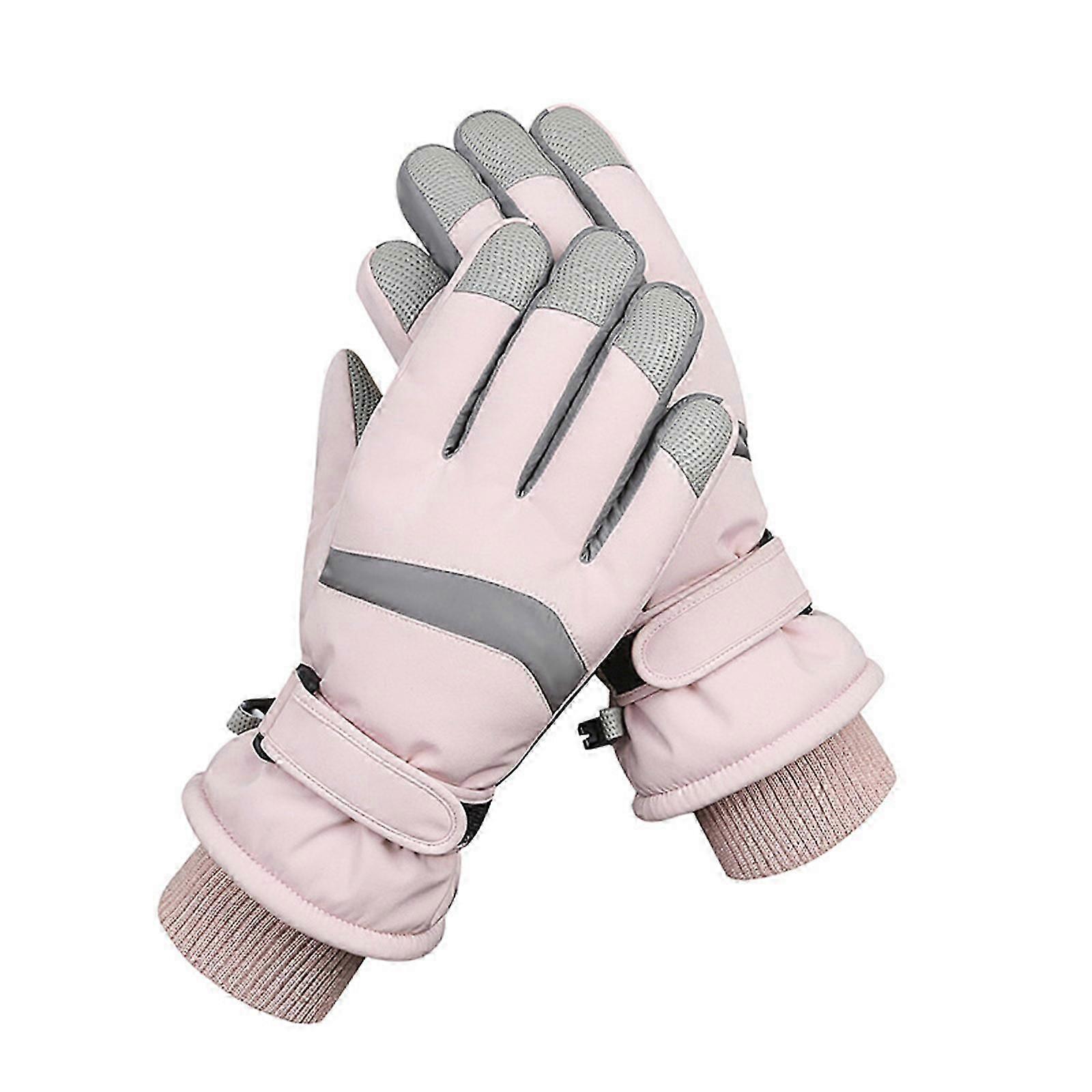 Winter Ski Gloves Waterproof Windproof Snowboard Gloves Touching Screen Winter Warm Gloves for Skiing, Riding, Cycling Pink