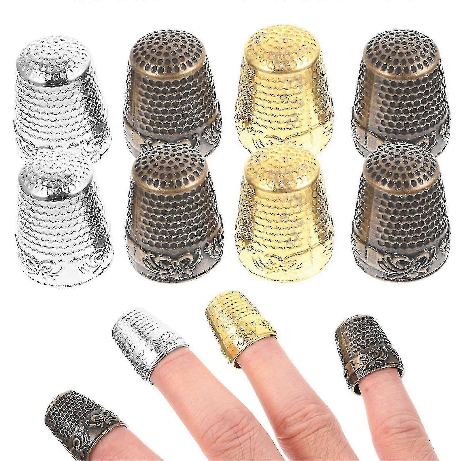 8 Pcs Dés à coudre à la main Doigt à coudre Pouce à coudre Quilting Quilting Thilting Thimbles Dés à coudre antiques