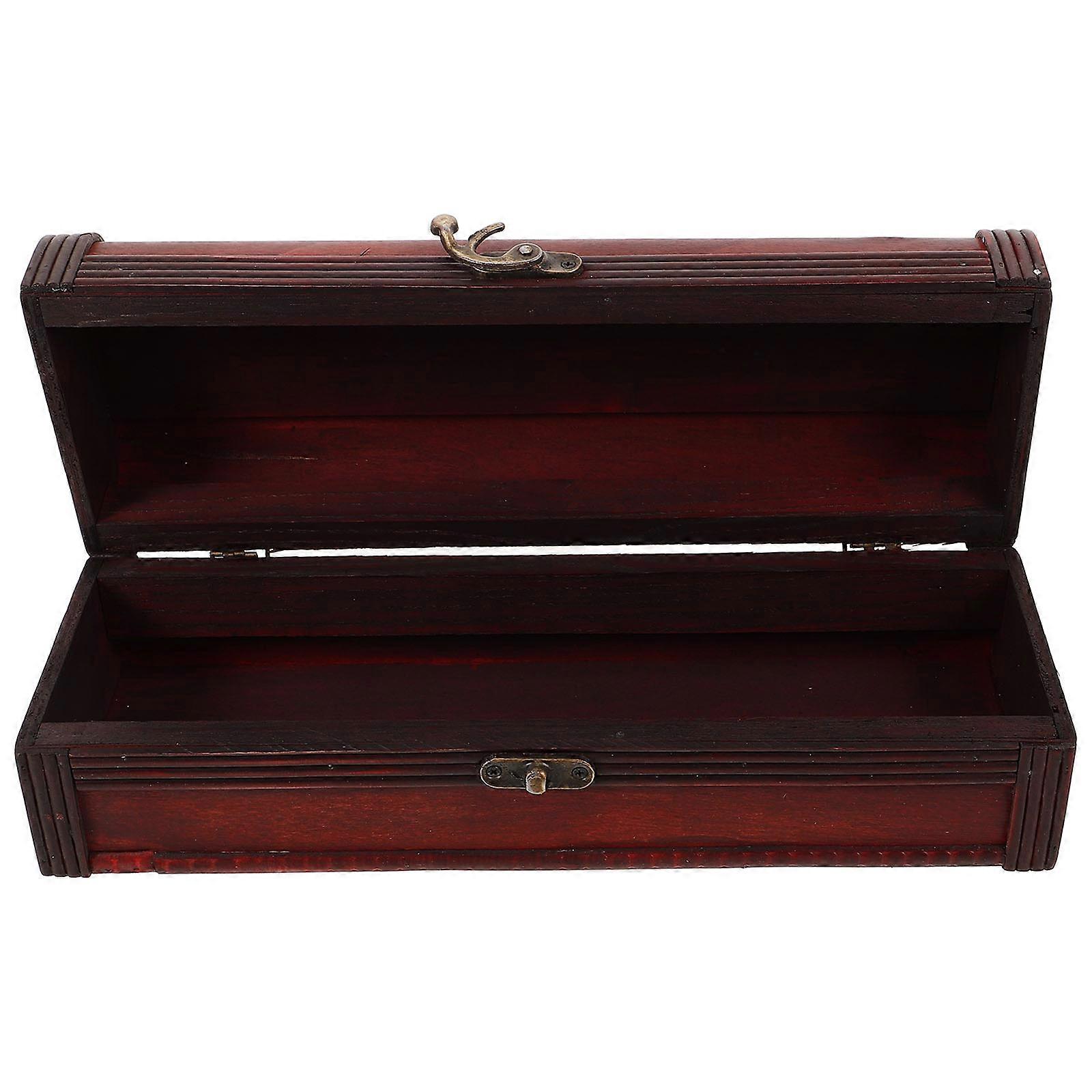 Portable Carrier Rack Red Wooden Box Storage Dark Red 34.00X12.00X11.50CM 1Set