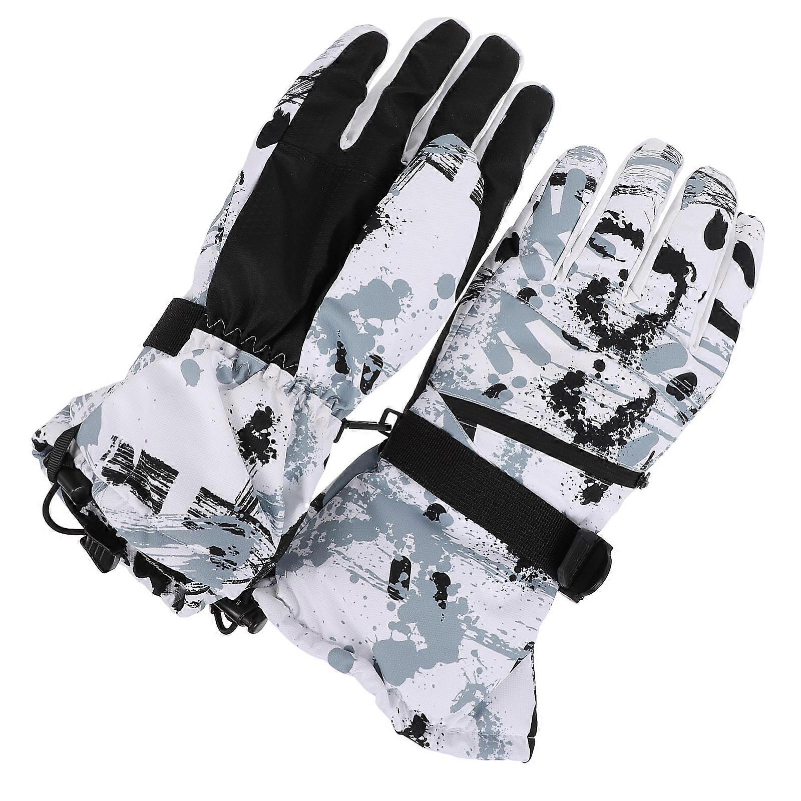 Skiing Gloves Winter Waterproof Windproof Warm Full Fingers 30x14cm 1 Pair