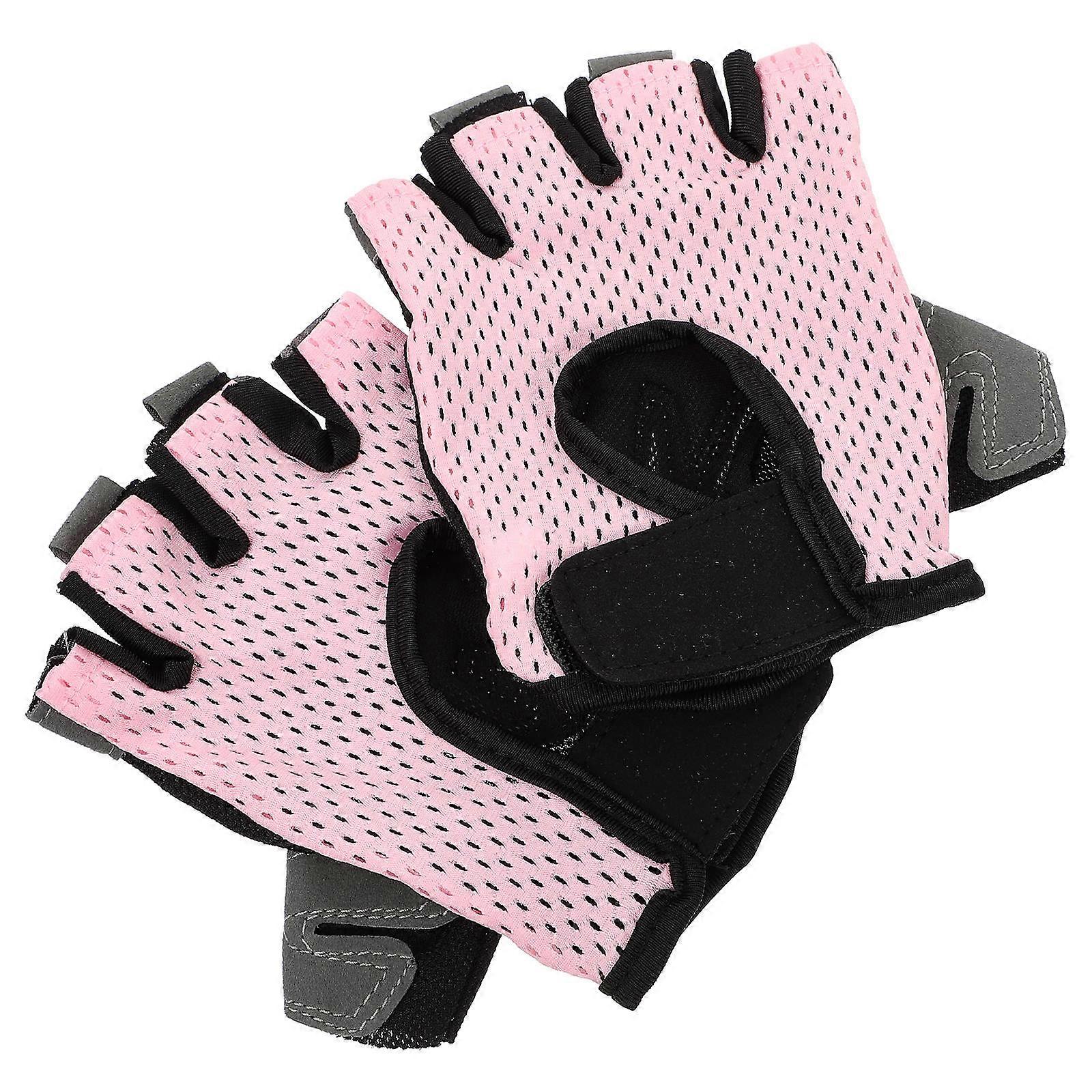 Training Half-Finger Gloves Cycling Mittens Driving Jogging Pink M 1 Pair