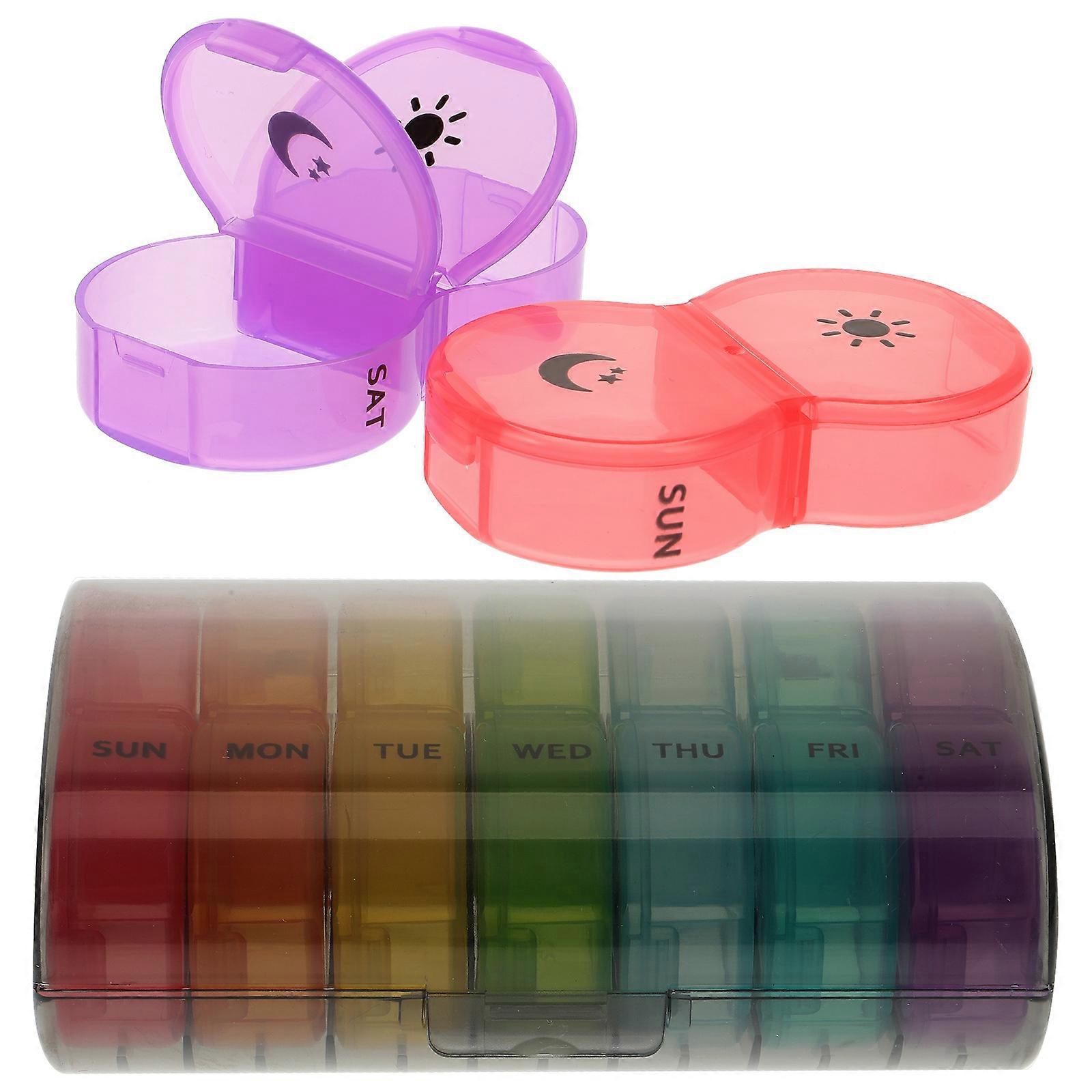 Compact Weekly Pill Organizer Rectangular Shape Plastic Material Travel 1Set