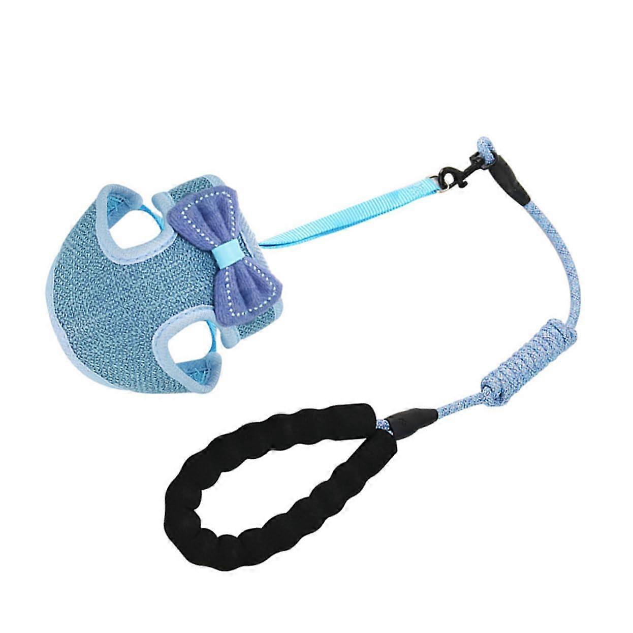 Cat Leash and Harness Adjustable for Kittens, Blue Cat Accessories, Comfortable Cat Vest, Durable Cat Collar and Strap