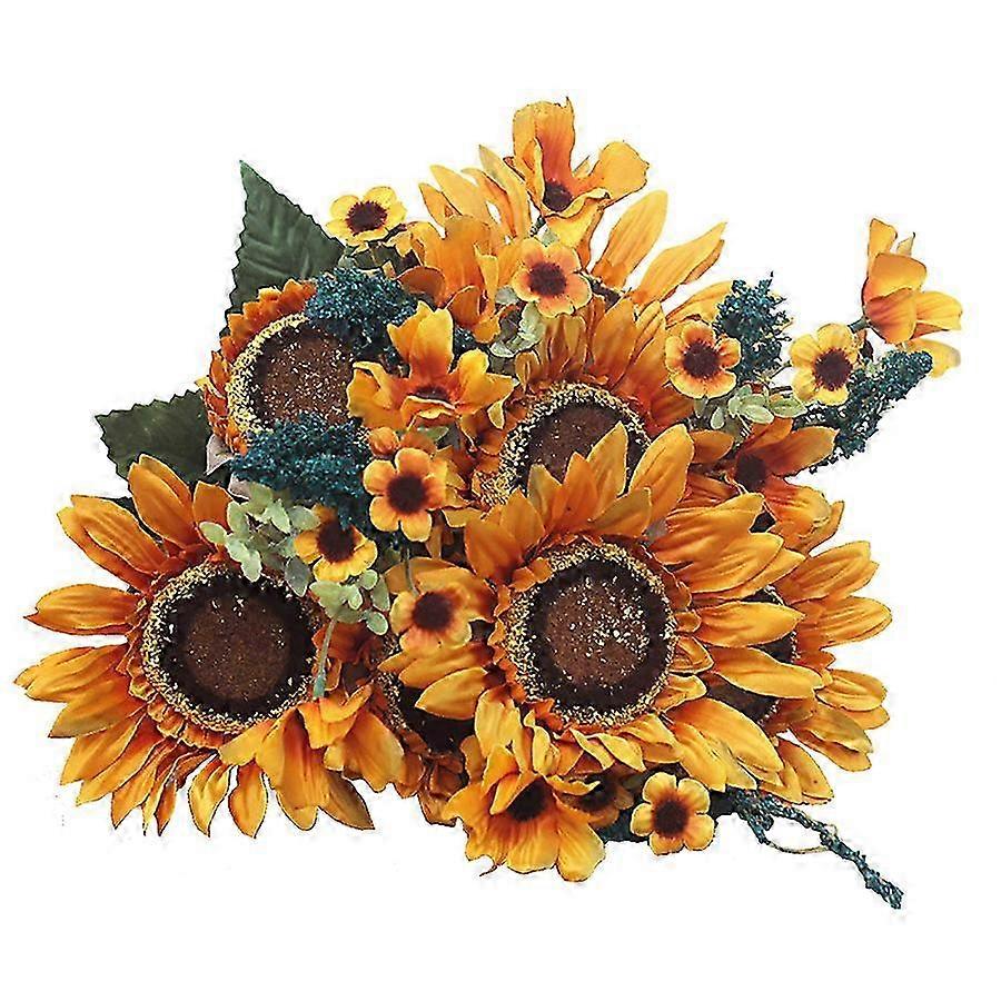 45cm Vintage Faux Sunflower Bouquet with 12 Branches - Decorative Flower Arrangement for Home Decor & Events