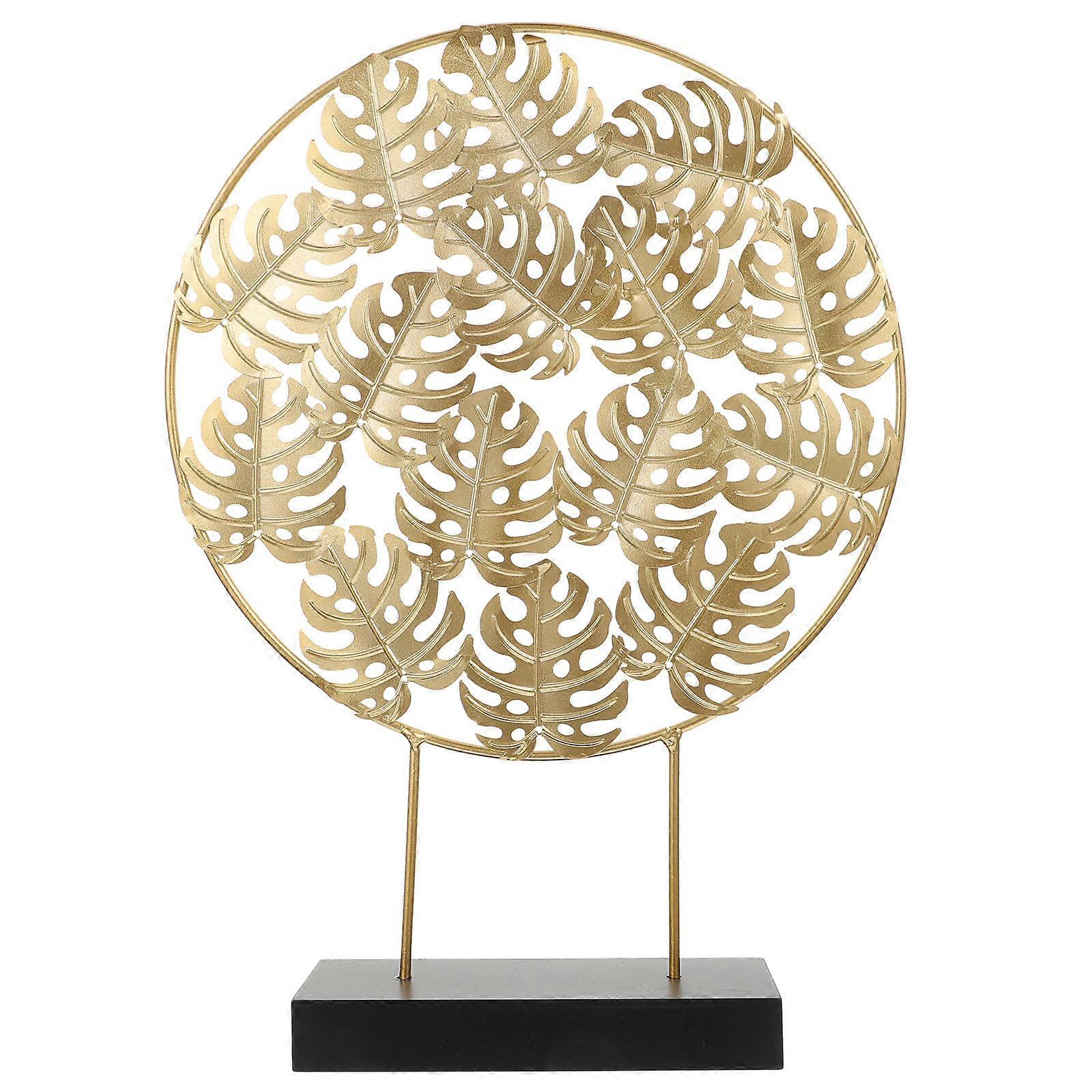 Golden Decoration for Home Desk with Wooden Base Design Elegant Desktop Ornament 1Pc