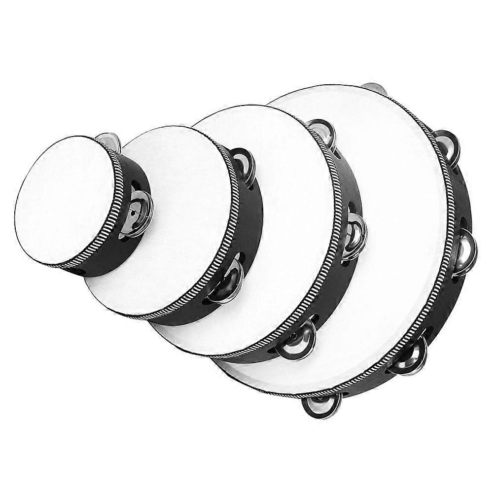 4pcs Handheld Tambourine Drums, Natural Wood Lightweight Musical Instruments for Dance, Performance, Team Collaboration, and Entertainment