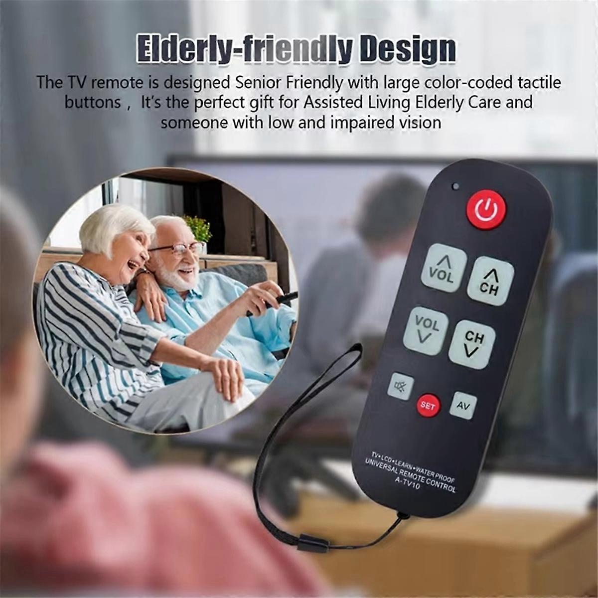 Télécommande universelle A-TV10 pour seniors, simple et étanche