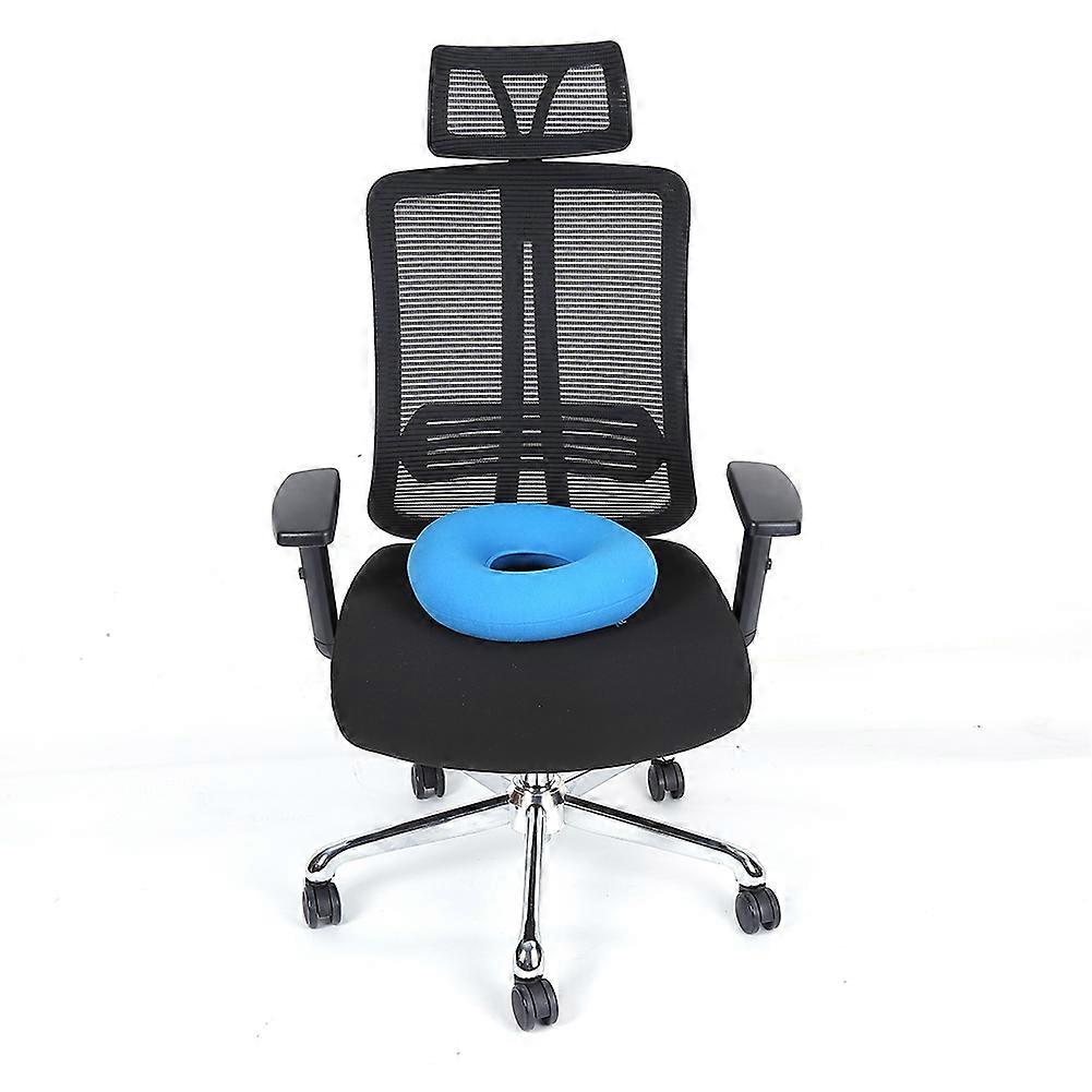 Inflatable Round Chair Pad Hip Support Hemorrhoid Seat Cushion With Pump(Blue)