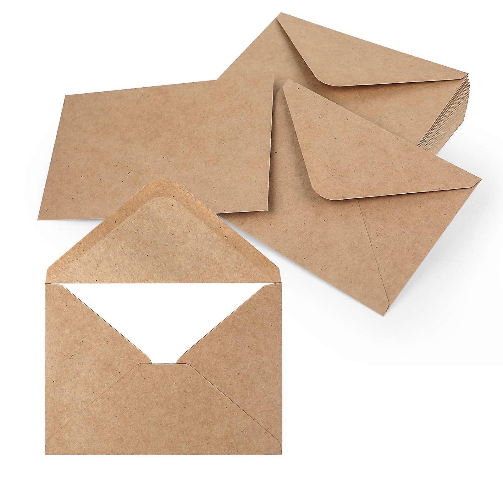 Kraft Paper Envelopes with Wet Seal, Pointed Flap for DIN B6 Greeting Cards, Invitations and Birthday Cards, Brown, Pack of 50