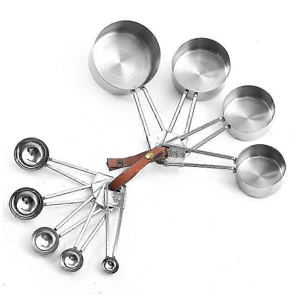Set Misurini e Cucchiai in Acciaio Inox, Perfetto per Ingredienti Liquidi e Secchi, con Anello