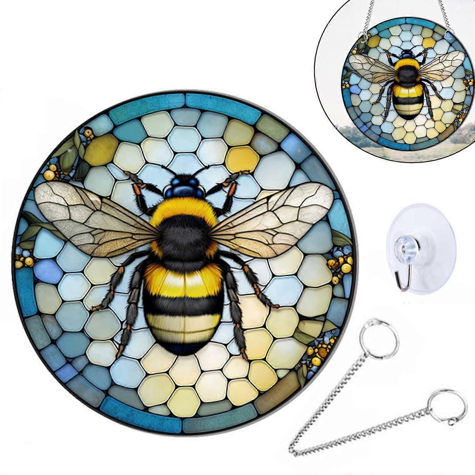 Bee Decoration Acrylic Honeycomb Decor Exquisite Glass Window Hanging Ref: 1269