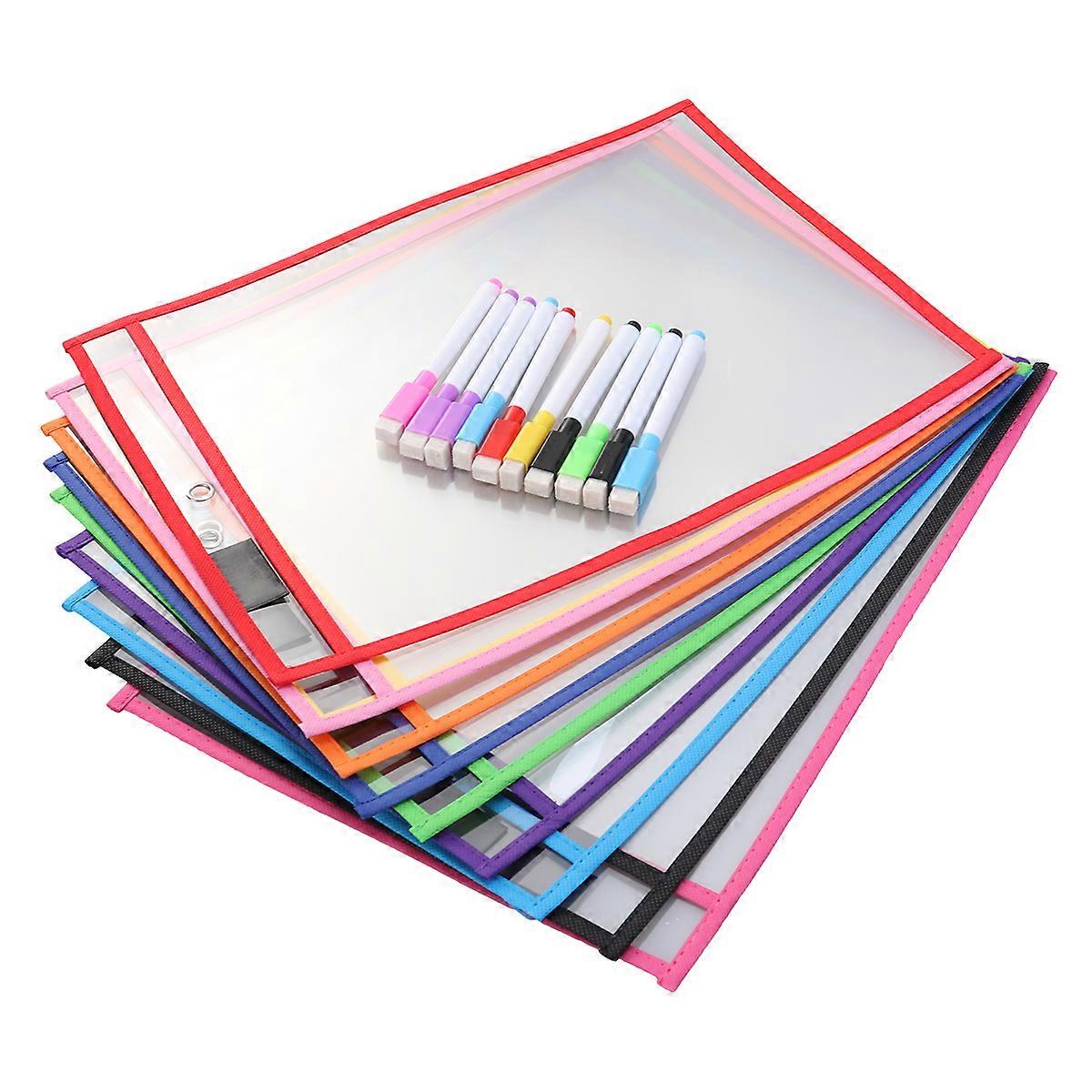 Reusable Dry Erase Pockets Multi-Functional File Pouch Clear Document Folder For Office Work Office Workers 30Pcs